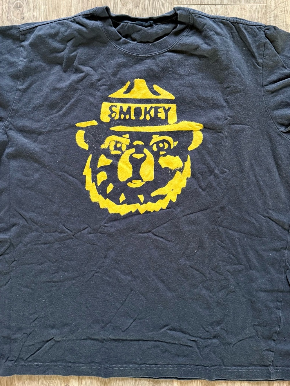 Graphic Smoky the Bear Grey T-Shirt with Yellow Print - Men's Shirt